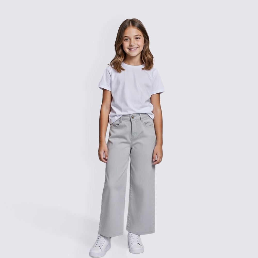 Calça Wide Leg Infantil Menina 4 a 10 Anos Marmelada Azul Claro