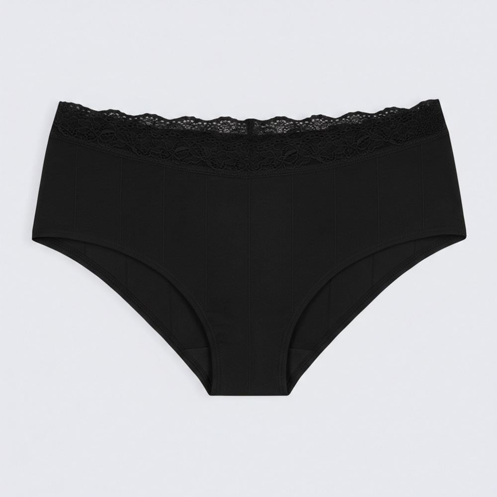 Calcinha Básica Com Renda No Cós Camila Moretti Preto