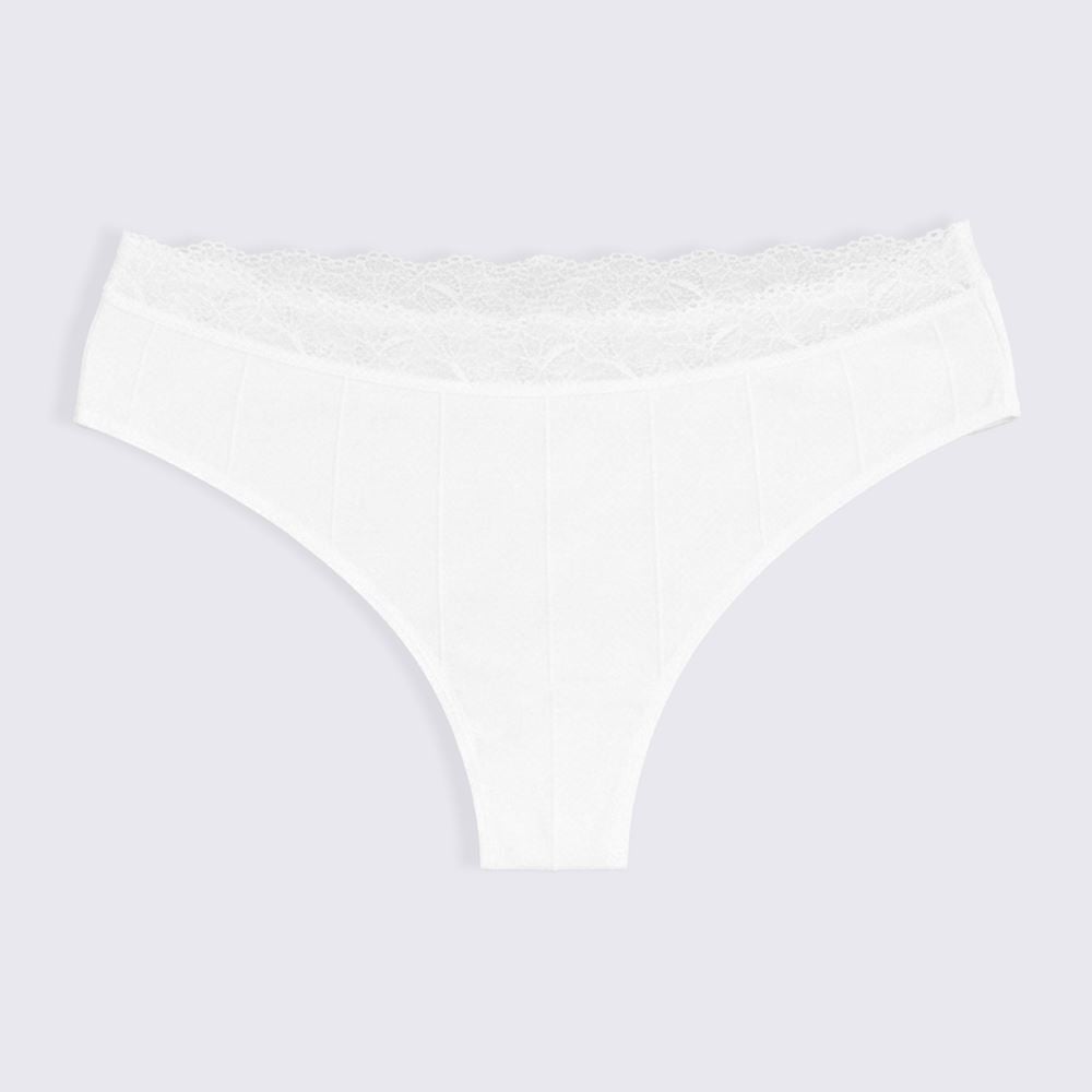 Calcinha Fio Dental De Poliamida Camila Moretti Branco