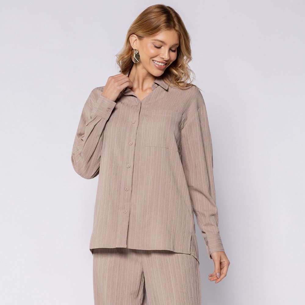 Camisa Feminina Alongada Listrada Boby Blues Fendi