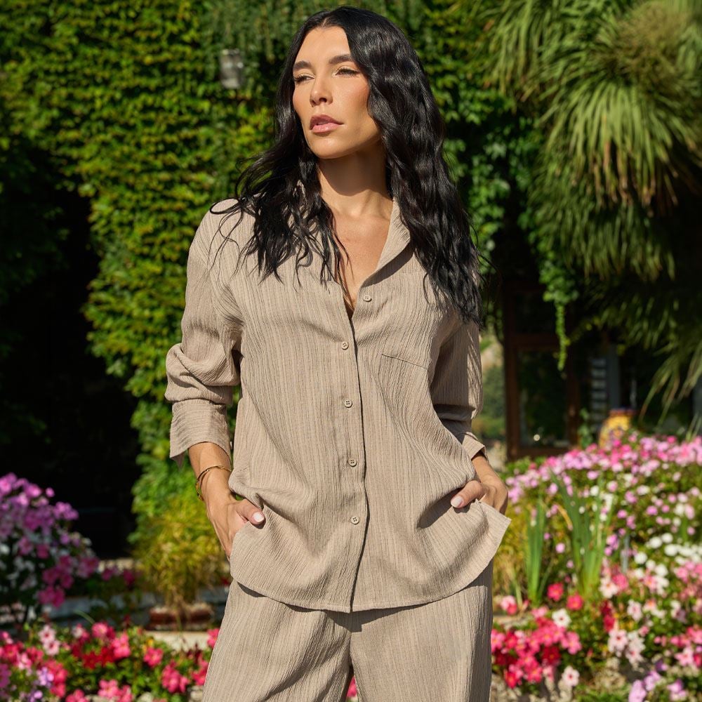 Camisa Feminina Alongada Listrada Boby Blues Fendi
