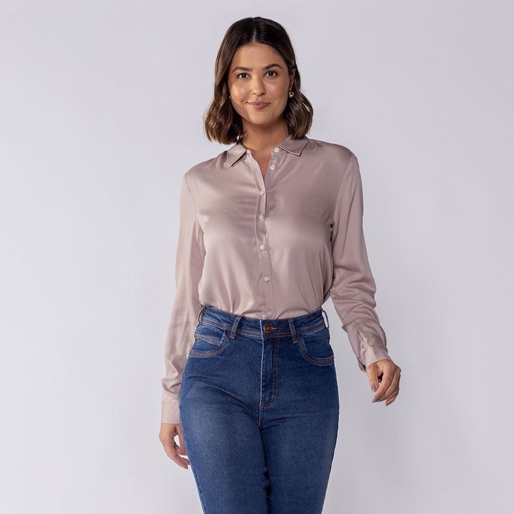 Camisa Feminina Manga Longa De Viscose Patricia Foster Fendi