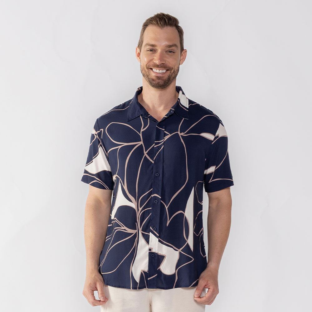 Camisa Masculina De Botão Em Viscose Thing Estampado 9