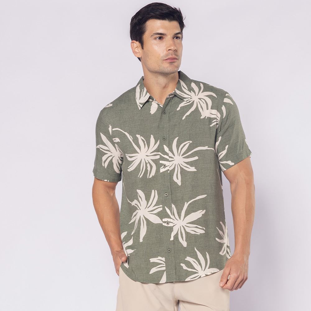 Camisa Masculina De Botão Em Viscose Thing Estampado 18
