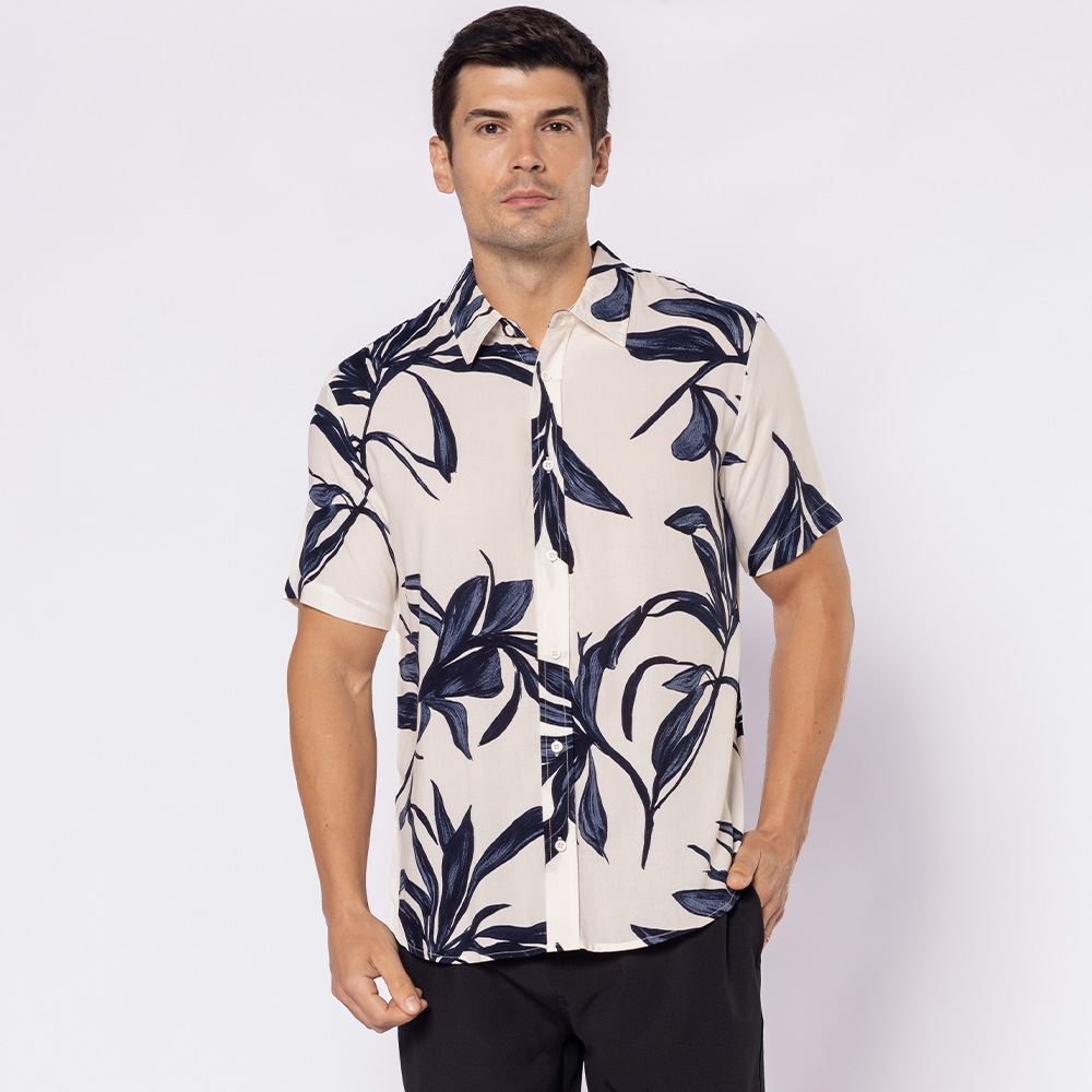 Camisa Masculina De Botão Em Viscose Thing Estampado 17