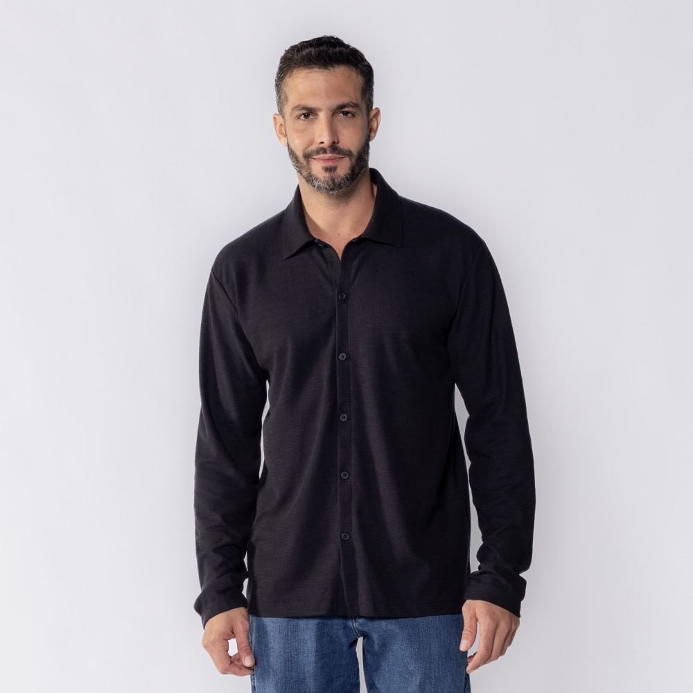 Camisa Masculina De Malha Hector Marc Alain Preto