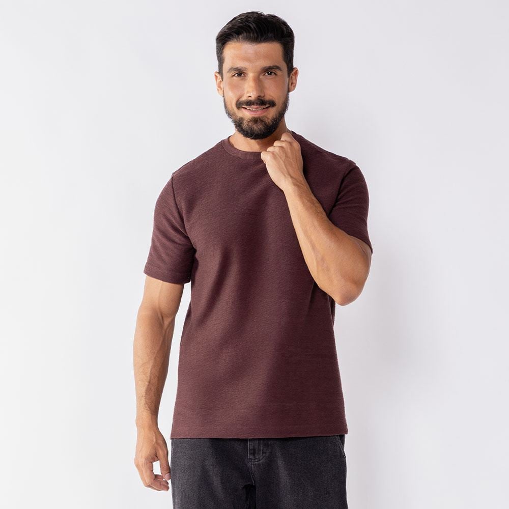 Camisa Masculina Em Malha Mustang Thing Vinho 19-1619 Tpg