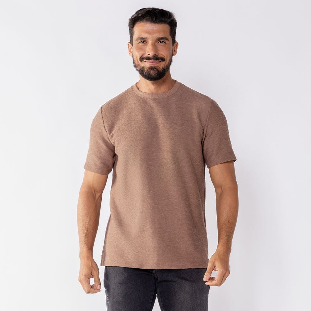 Camisa Masculina Em Malha Mustang Thing Castanho Mr00134