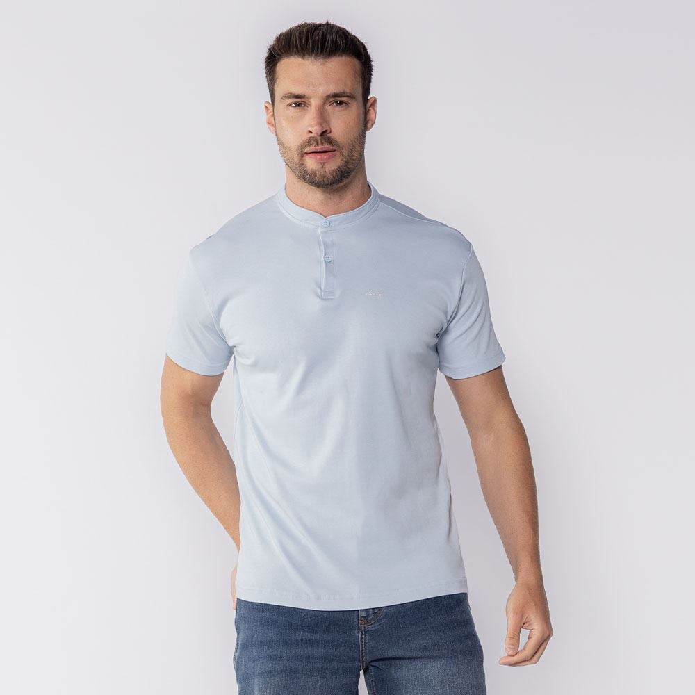 Camisa Polo Masculina De Algodão Dixie Azul Claro