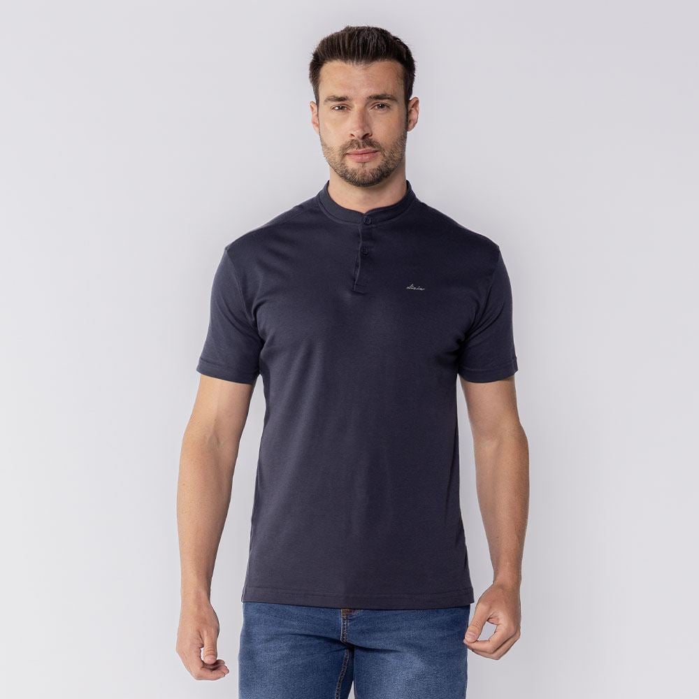 Camisa Polo Masculina De Algodão Dixie Azul Marinho