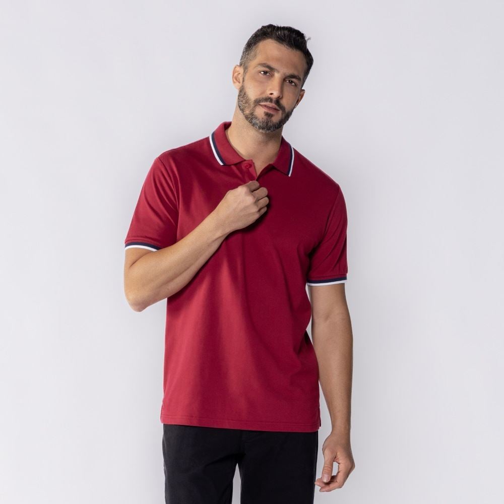 Camisa Polo Masculina De Algodão Marc Alain Vinho