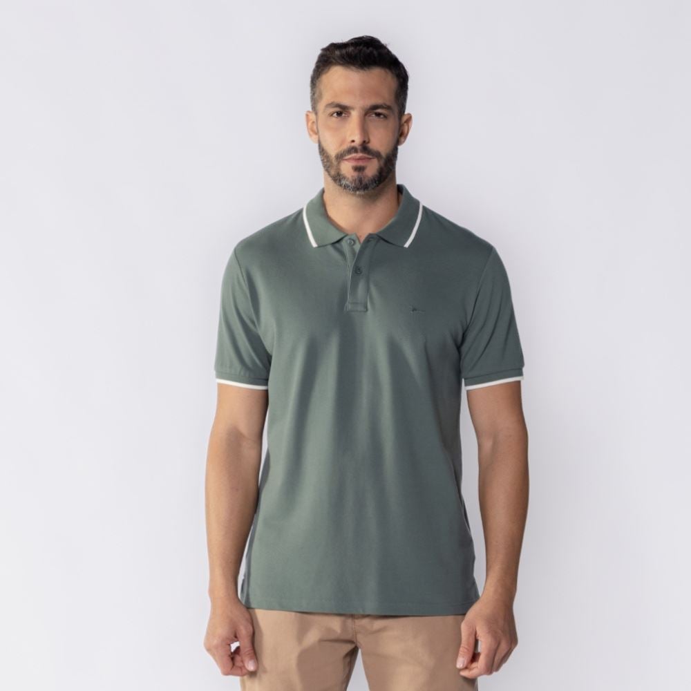 Camisa Polo Masculina De Algodão Marc Alain Verde