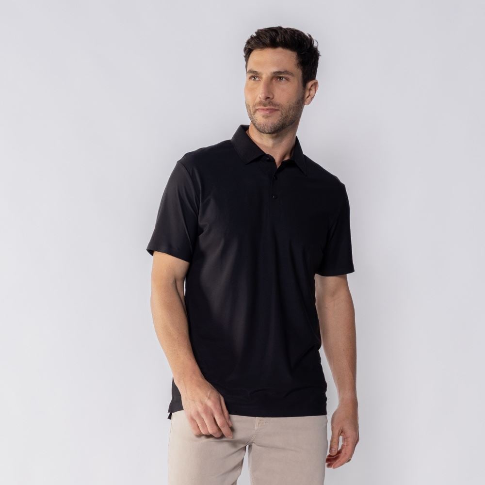 Camisa Polo Masculina De Poliamida Pacific Blue Preto