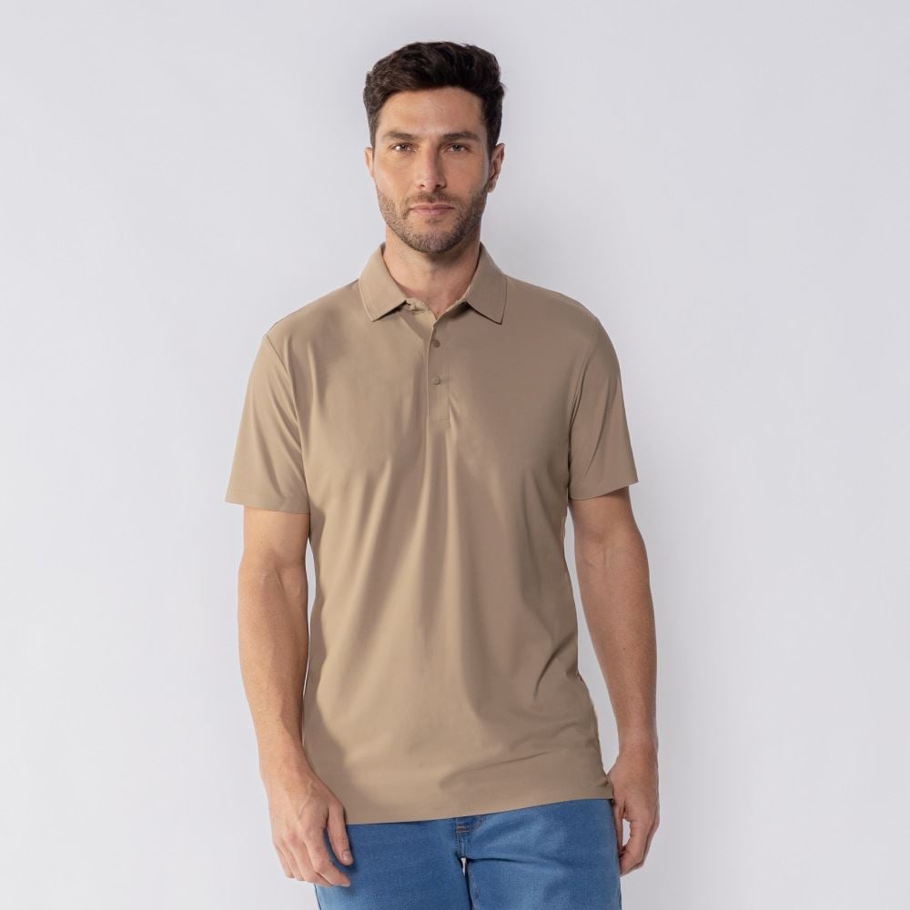 Camisa Polo Masculina De Poliamida Pacific Blue Khaki