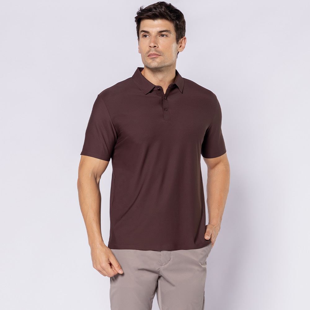 Camisa Polo Masculina Em Poliamida Marc Alain Choco Plum 19-1110