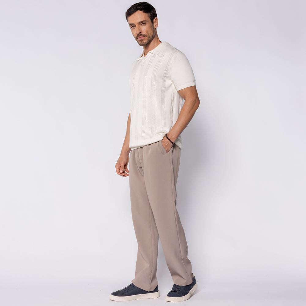 Camisa Polo Masculina Em Tricot Thing Off White