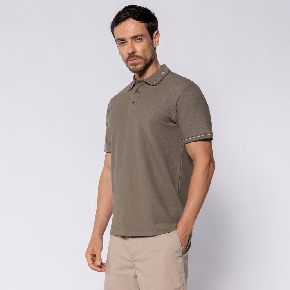 Camisa Polo Masculina Texturizada Marc Alain Manjericao