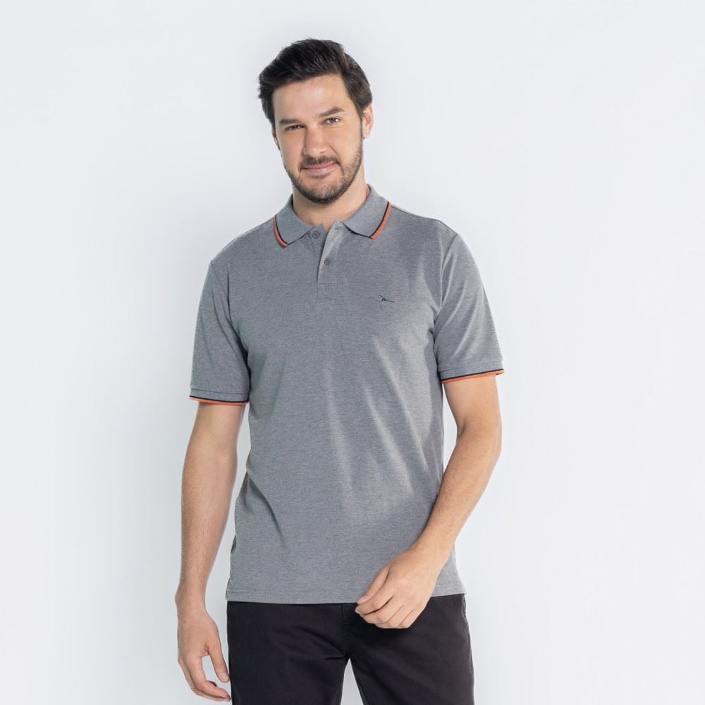 Camisa Polo Piquet Masculina Marc Alain Msc Esc/Laranja