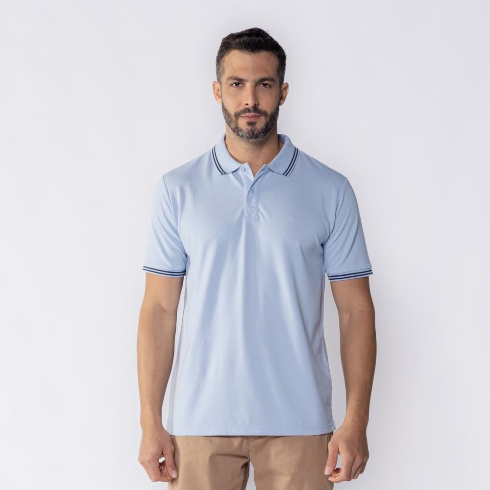 Camisa Polo Piquet Masculina Marc Alain Azul 14-4112