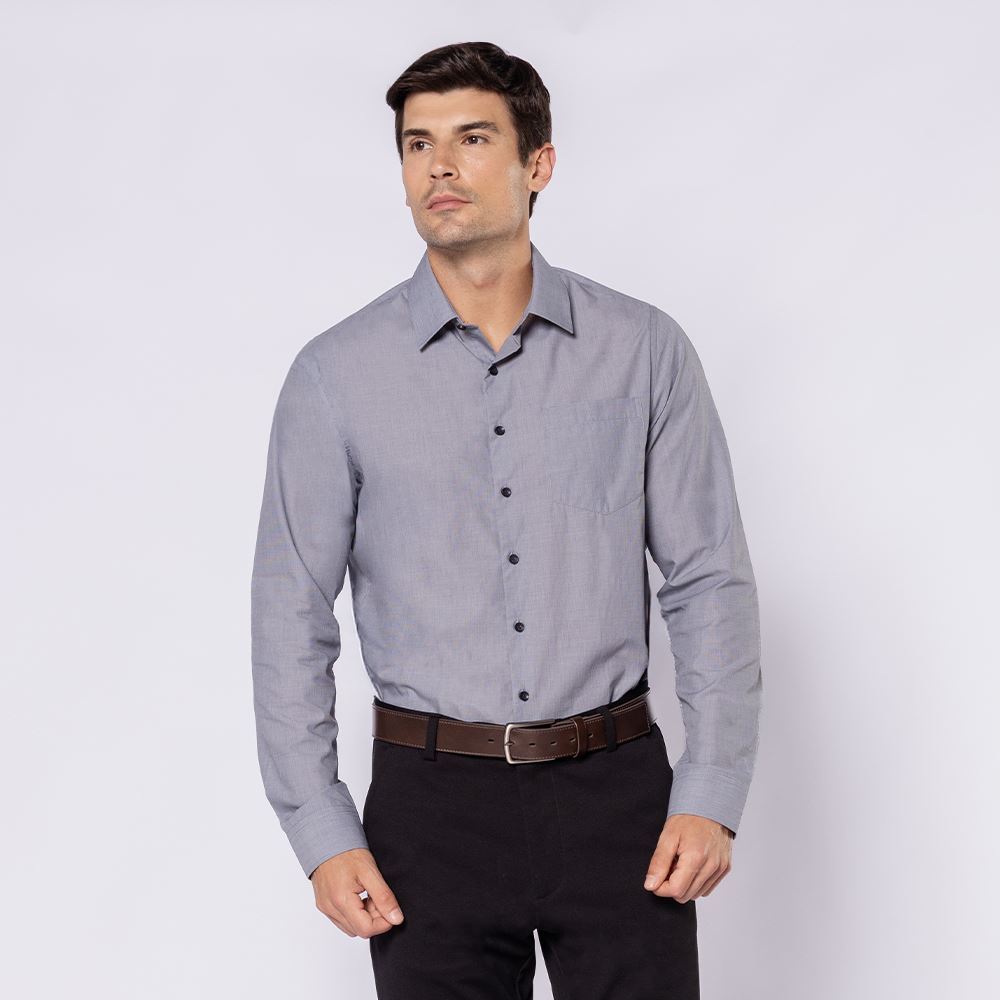 Camisa Social Masculina Listrada Marc Alain Fil A Fil Preto