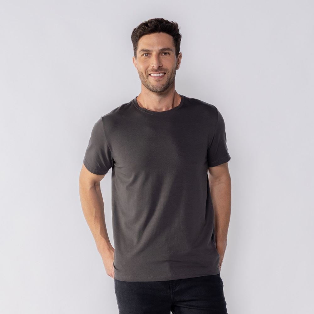 Camiseta Básica Masculina De Algodão Peruano Marc Alain Grafite