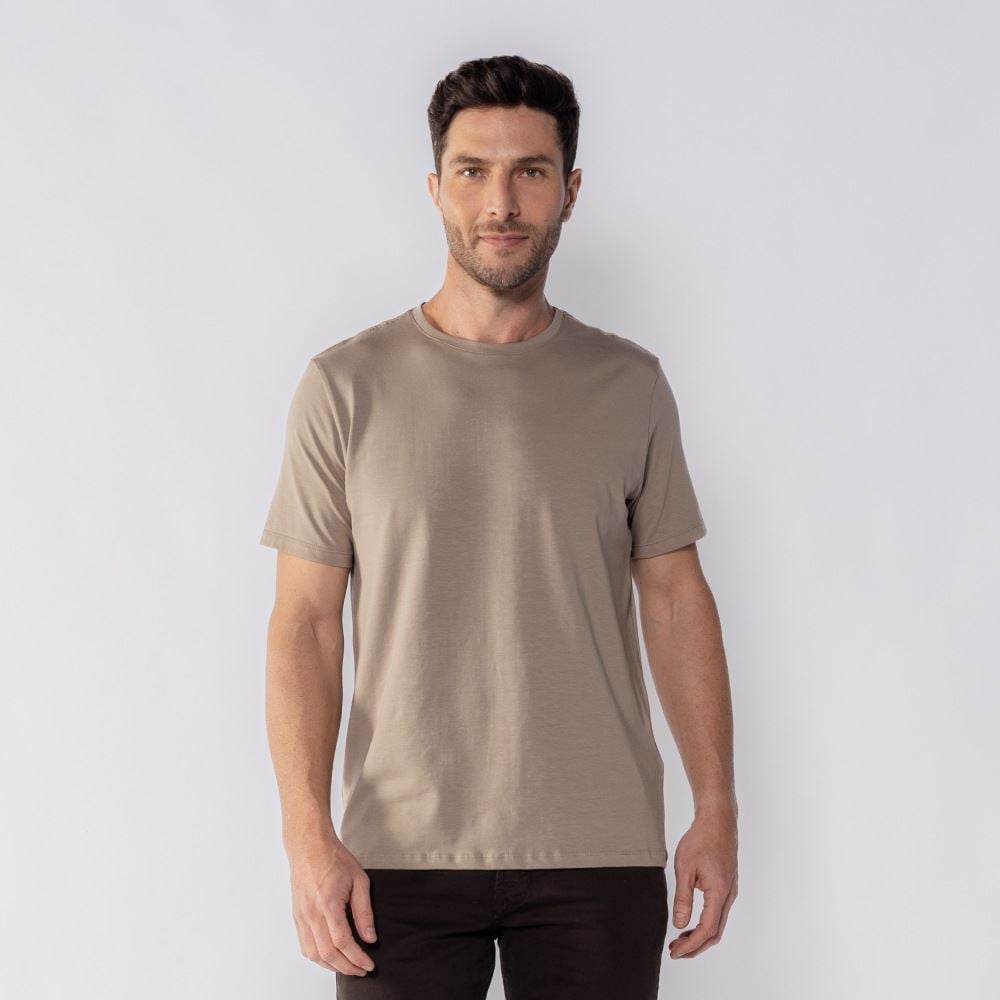 Camiseta Básica Masculina De Algodão Peruano Marc Alain Fendi