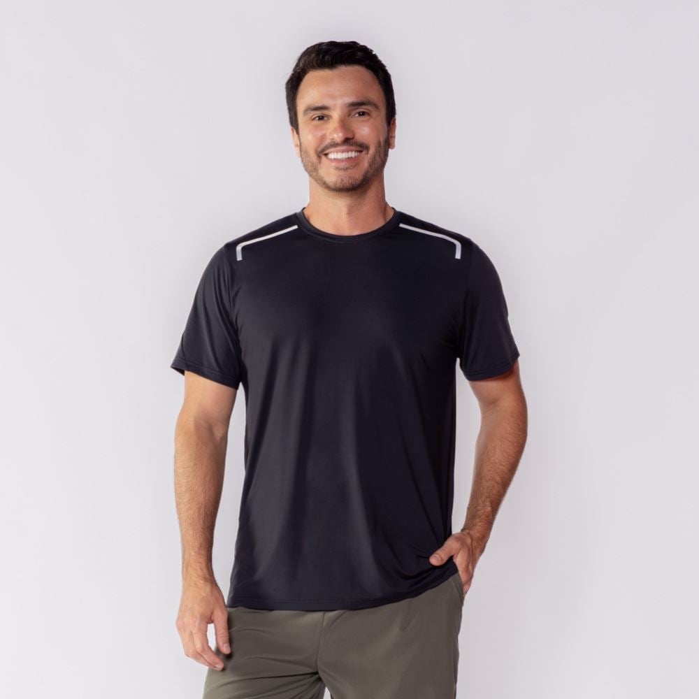 Camiseta Esportiva Masculina Com Refletivo Scream Preto