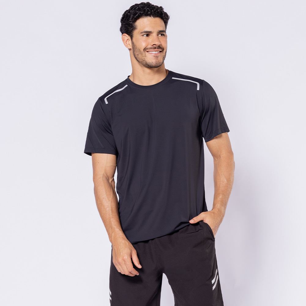 Camiseta Esportiva Masculina Com Refletivo Scream Preto
