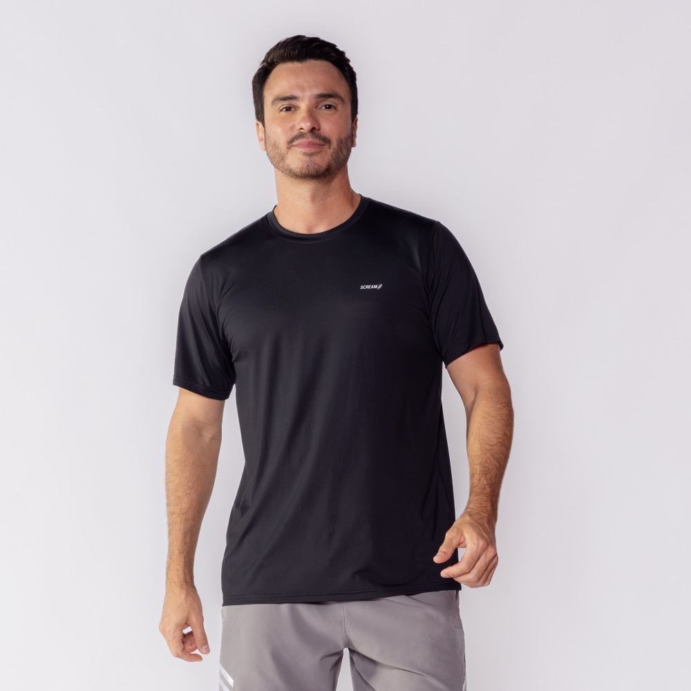 Camiseta Esportiva Masculina Dry Poliamida Scream Preto