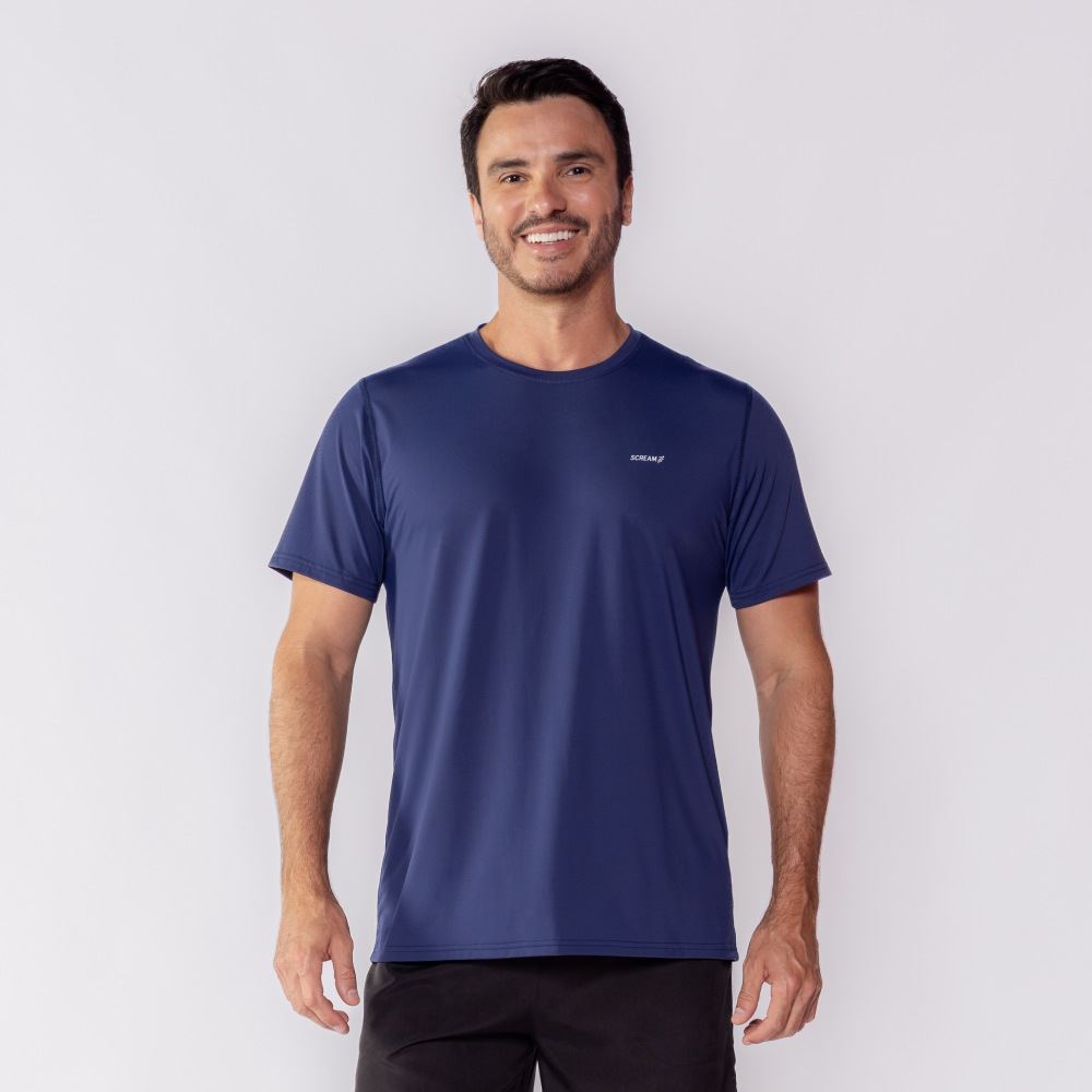 Camiseta Esportiva Masculina Dry Poliamida Scream Marinho