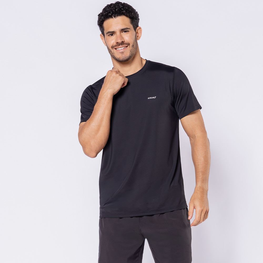 Camiseta Esportiva Masculina Dry Poliamida Scream Preto