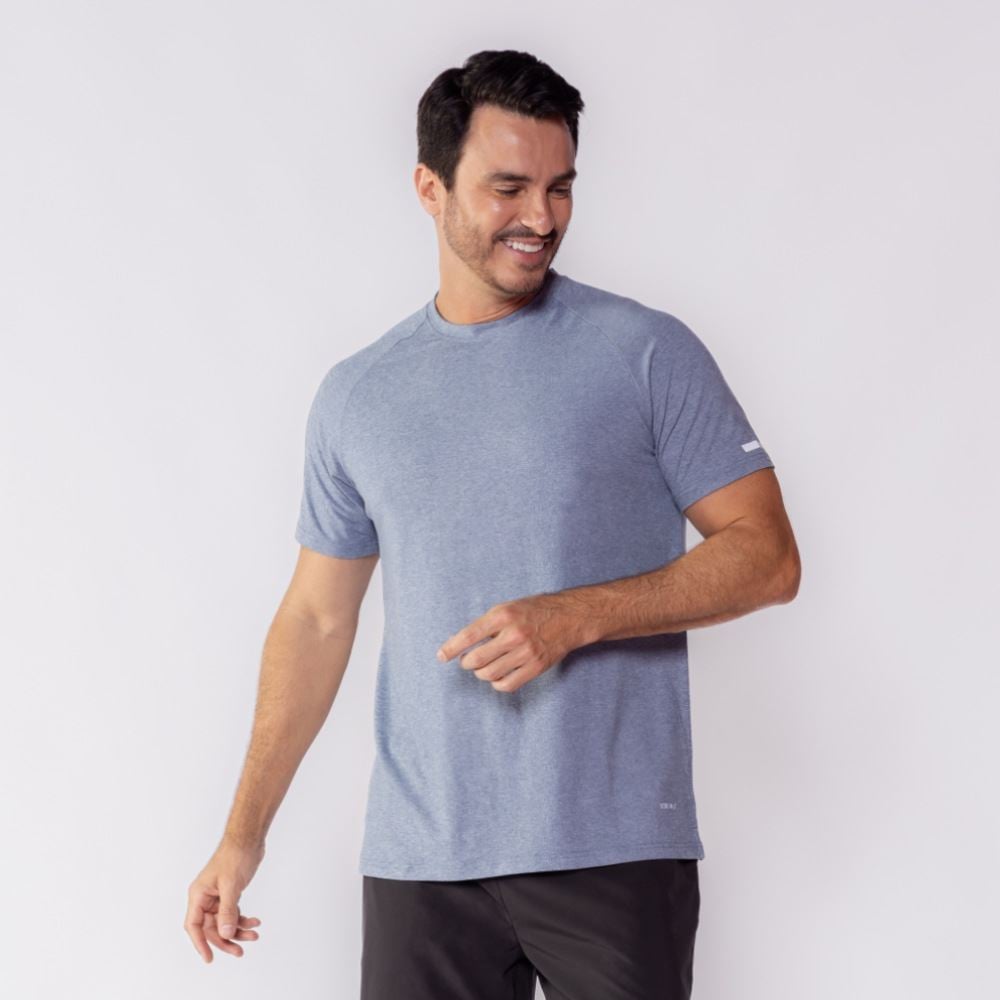 Camiseta Esportiva Masculina Raglan Dry Fit Scream Azul Jeans