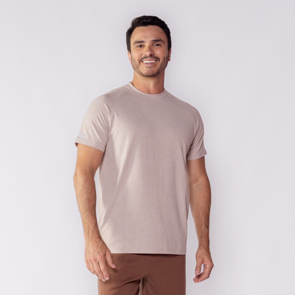 Camiseta Esportiva Masculina Raglan Dry Fit Scream Areia