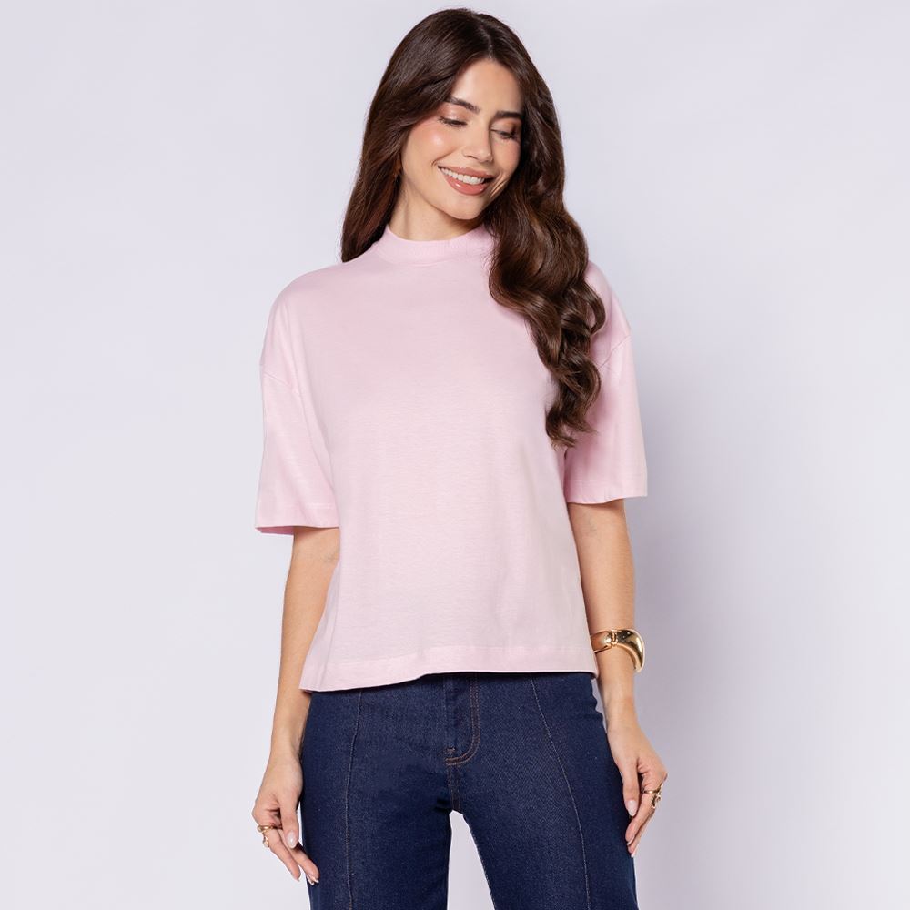 Camiseta Feminina Em Algodão Boby Blues Rosa