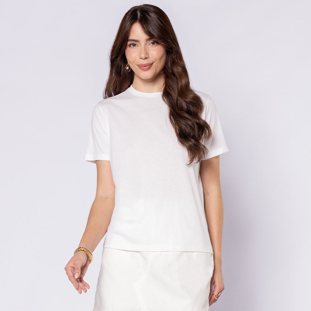 Camiseta Feminina Em Algodão Patricia Foster Branco