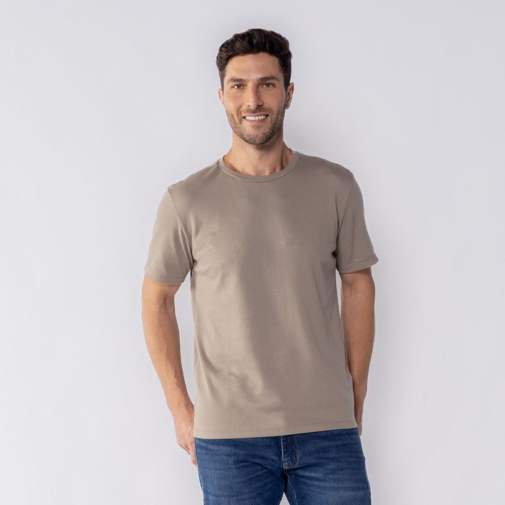 Camiseta Masculina Básica Malha Honey Thing Caqui 18-1110