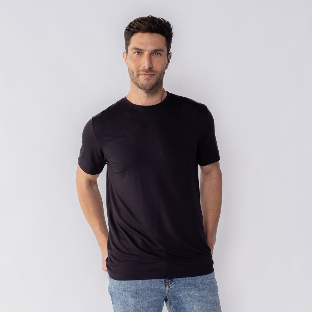 Camiseta Masculina Básica Viscoflex Marc Alain Preto