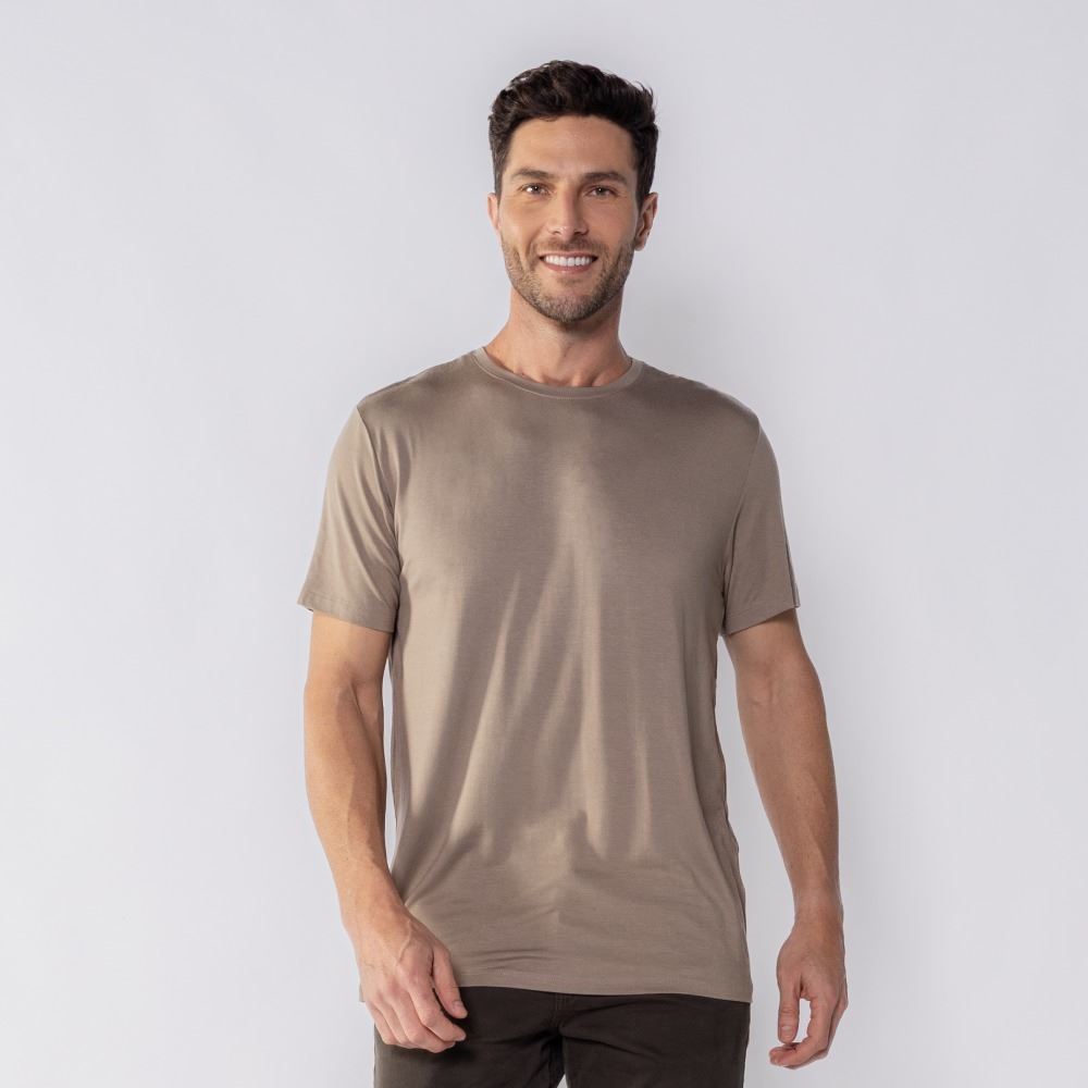 Camiseta Masculina Básica Viscoflex Marc Alain Bege 18-1110
