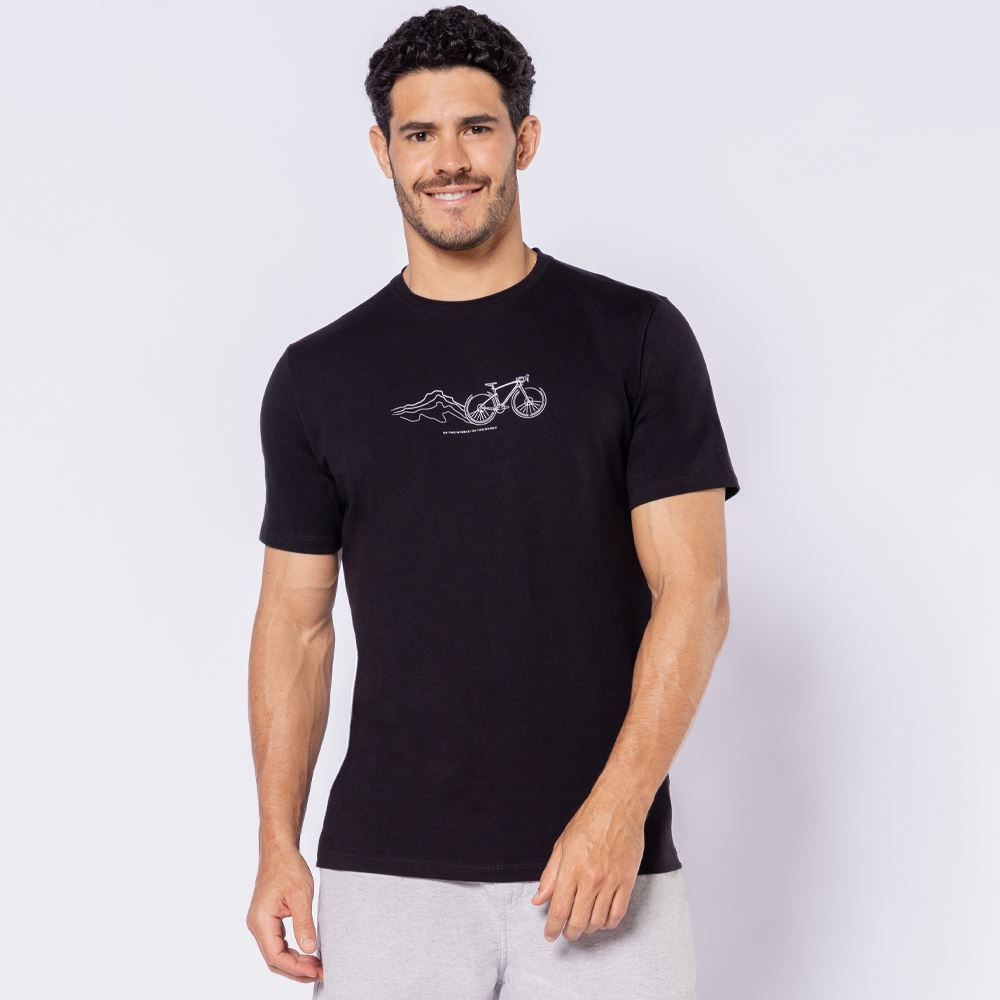 Camiseta Masculina Em Algodão Peruano Marc Alain Preto