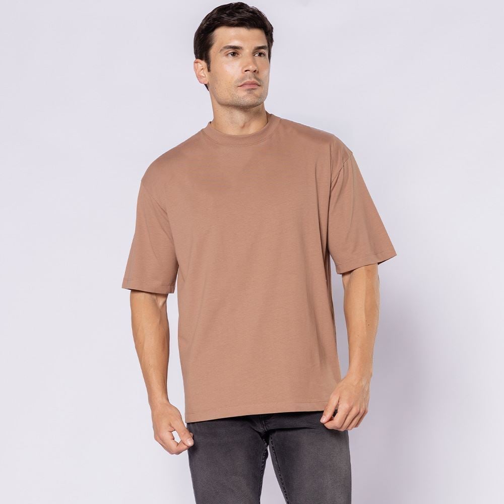 Camiseta Masculina Em Algodão Thing Amendoa