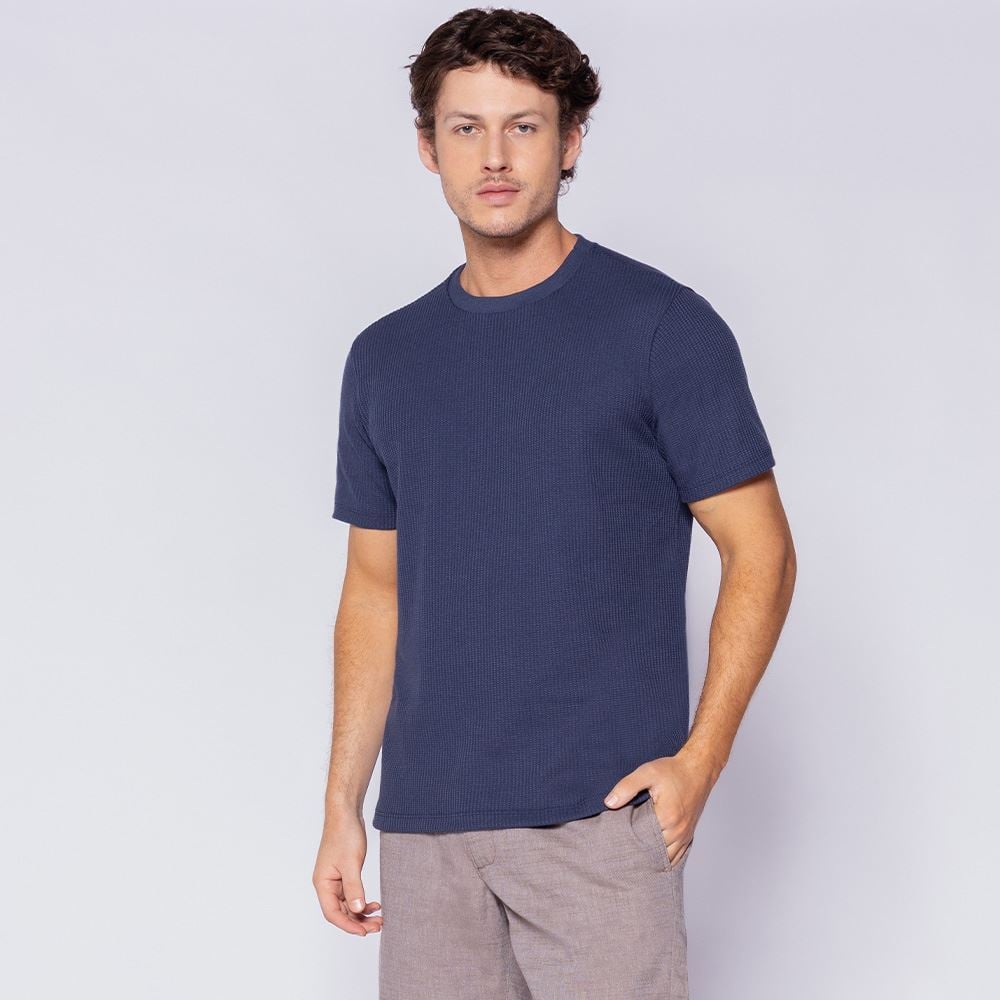 Camiseta Masculina Em Malha Vegas Thing Azul Marinho