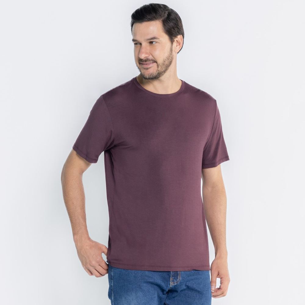 Camiseta Tech Modal Masculina Thing Vinho Cappuccino