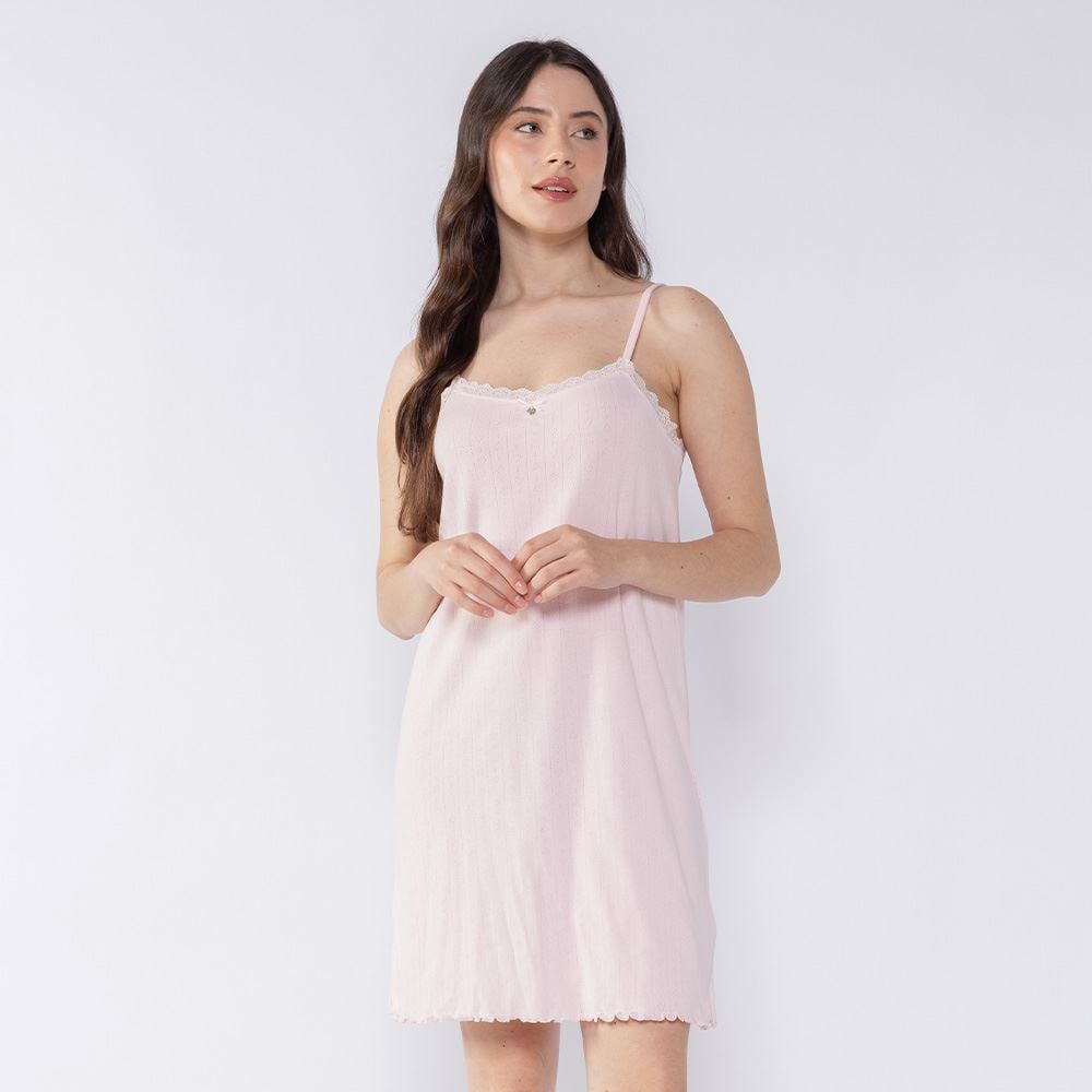 Camisola Feminina De Alça Tricô Camila Moretti Rosa