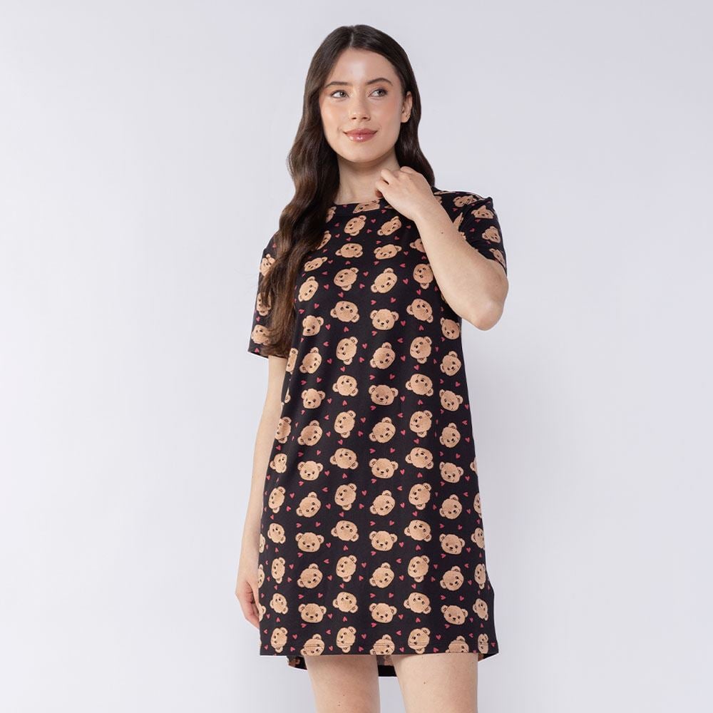 Camisola Feminina Manga Curta Camila Moretti Preto