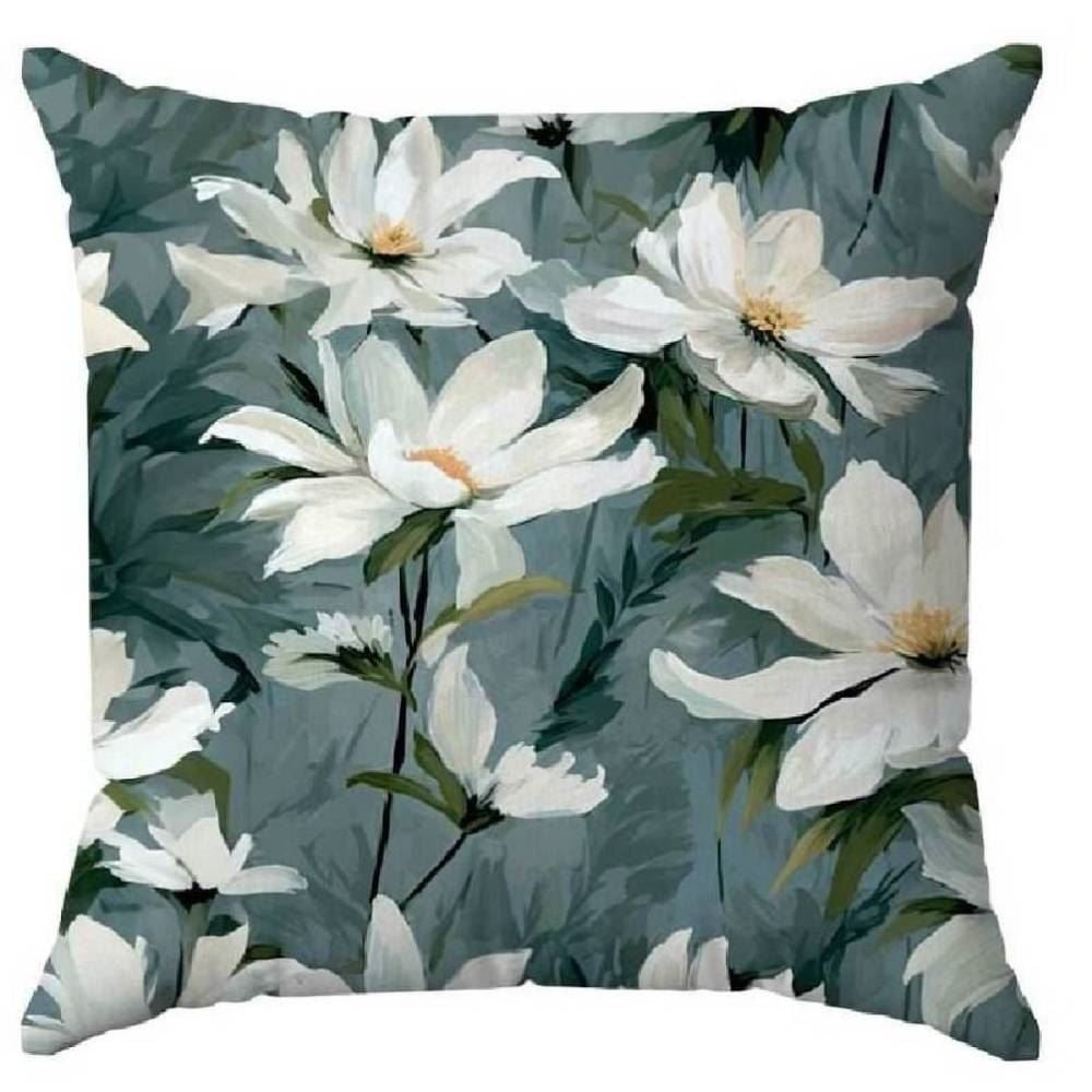 Capa de Almofada Veludo 43X43 cm Estampada Havan Casa - Margaridas Petroleo