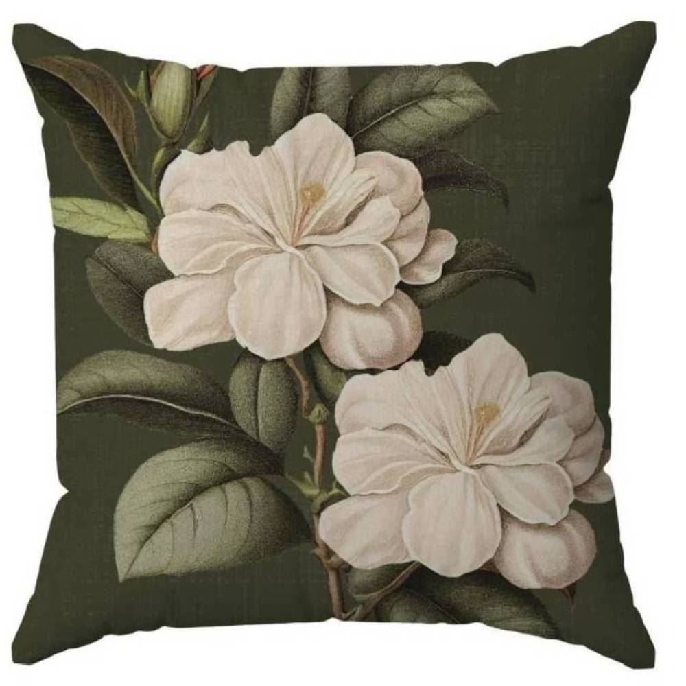 Capa de Almofada Veludo 43X43 cm Estampada Havan Casa - Flores Verde Musgo