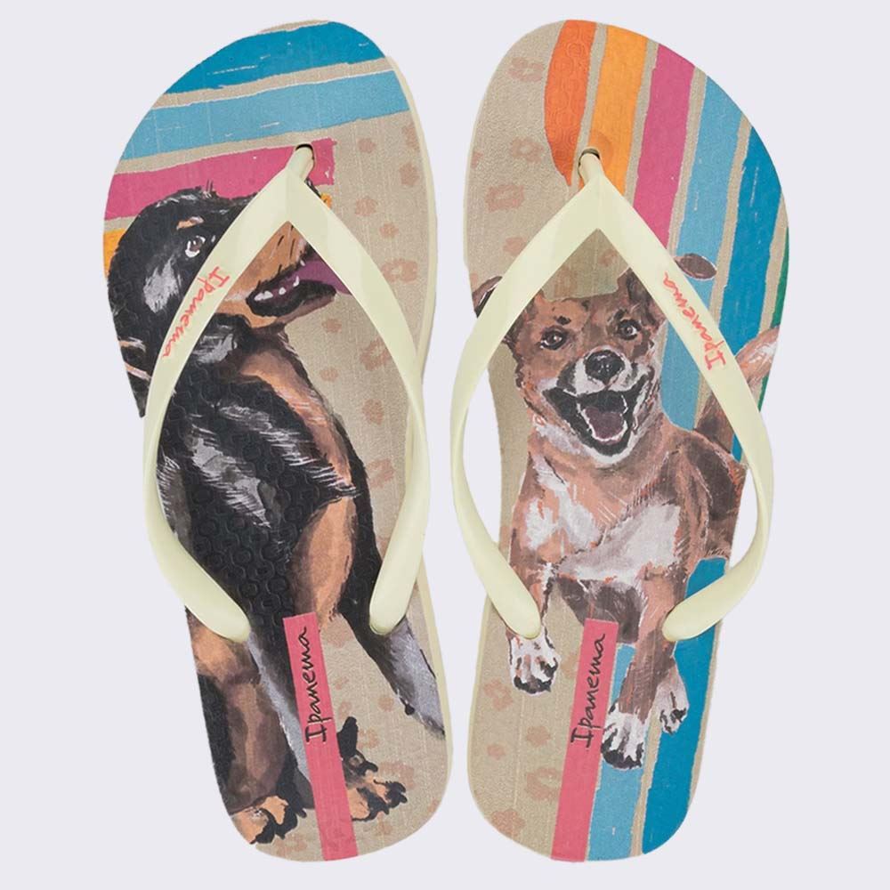 Chinelo Ipanema Feminino Love Pets Bege/Azul/Rosa