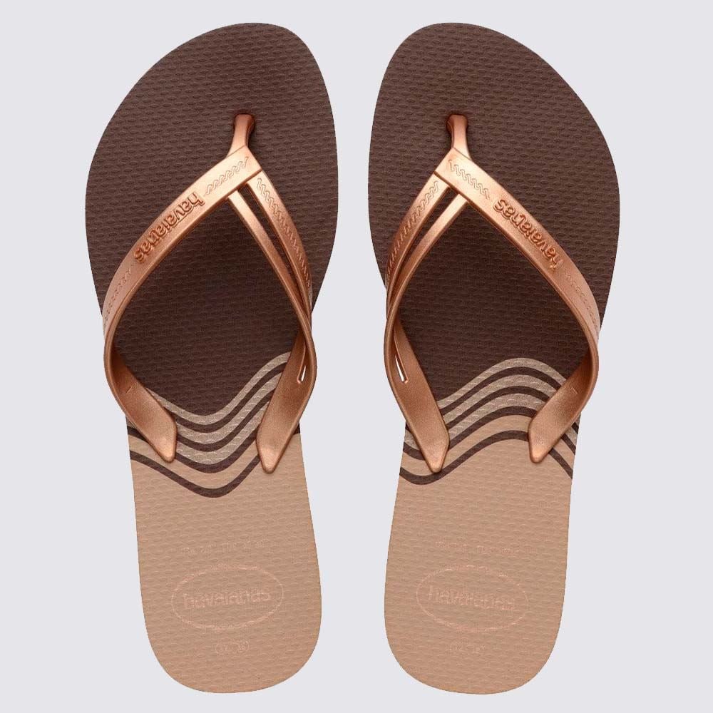 Chinelo Havaiana Feminina Elegance Print Cafe