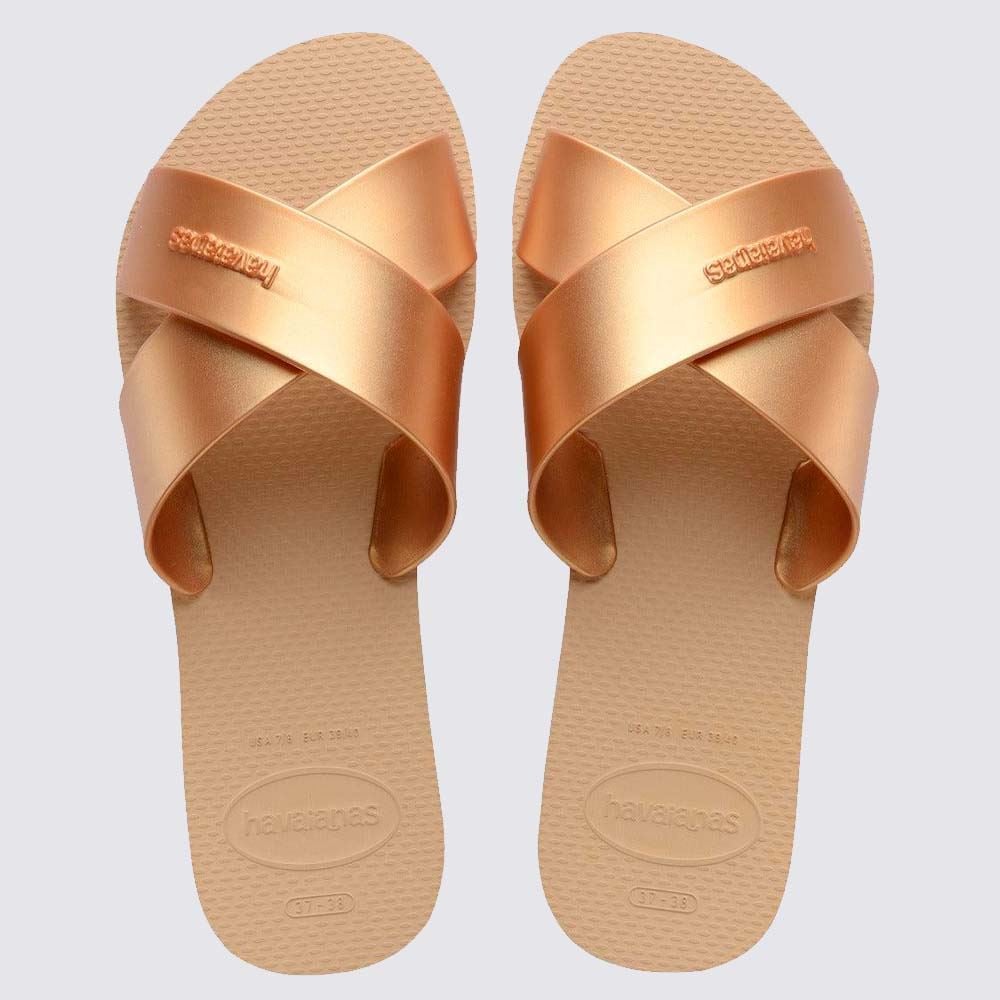 Chinelo Havaianas Feminino Aqua Metallic Dourado