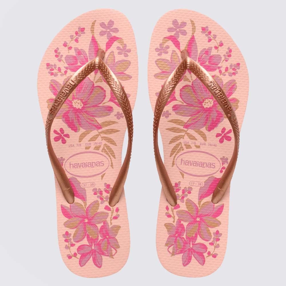 Chinelo Havaianas Feminino Slim Organic Rosa/Dourado